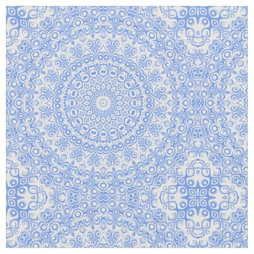 Cornflower Blue Mandala Pattern Fabric