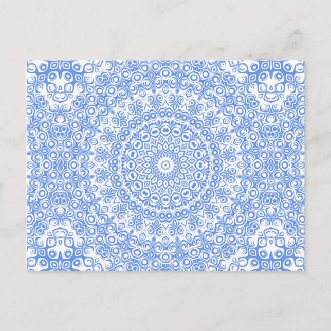 Cornflower Blue Mandala Pattern Postcard (Front)
