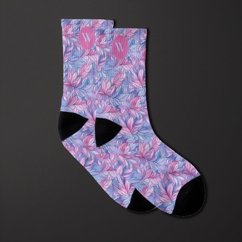 Cornflower Blue  Mauve Watercolor Socks