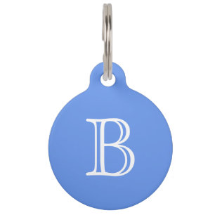 Cornflower Blue Monogram Initial Pet ID Tag