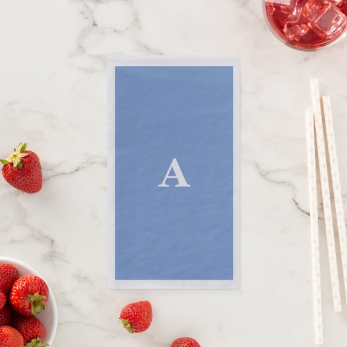 Cornflower Blue Monogram Initial White Custom Cool Paper Guest Towels