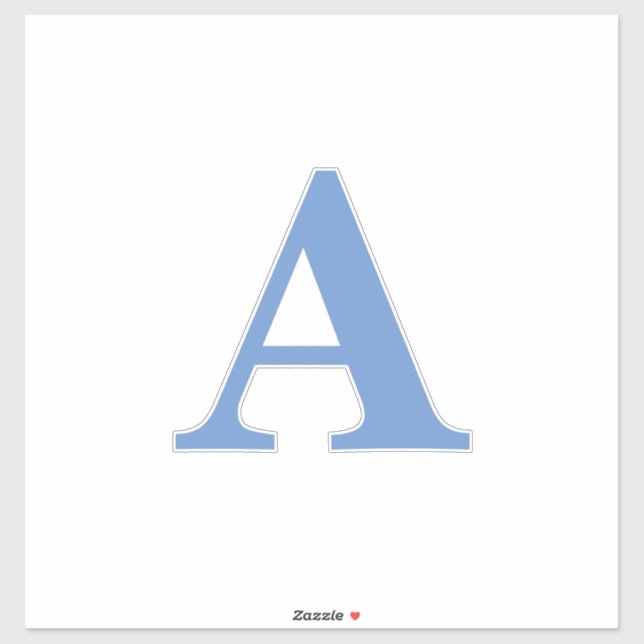 Cornflower Blue Monogram Initial White Custom Cute Sticker (Sheet)