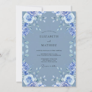 Cornflower Blue Peony Wedding Invitation