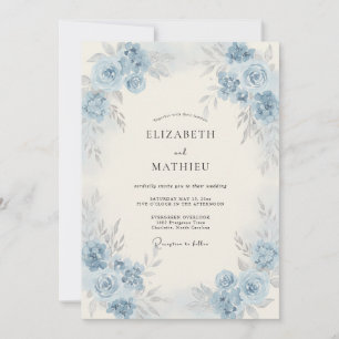 Cornflower Blue Petal Wedding Invitation
