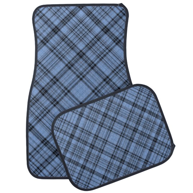 Cornflower Blue Plaid Car Floor Mats (Set)