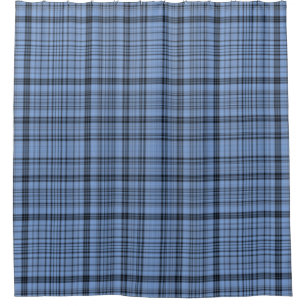Cornflower Blue Plaid Shower Curtain