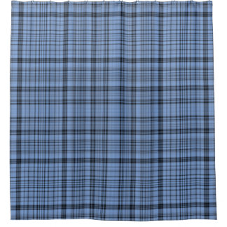 Cornflower Blue Plaid Shower Curtain