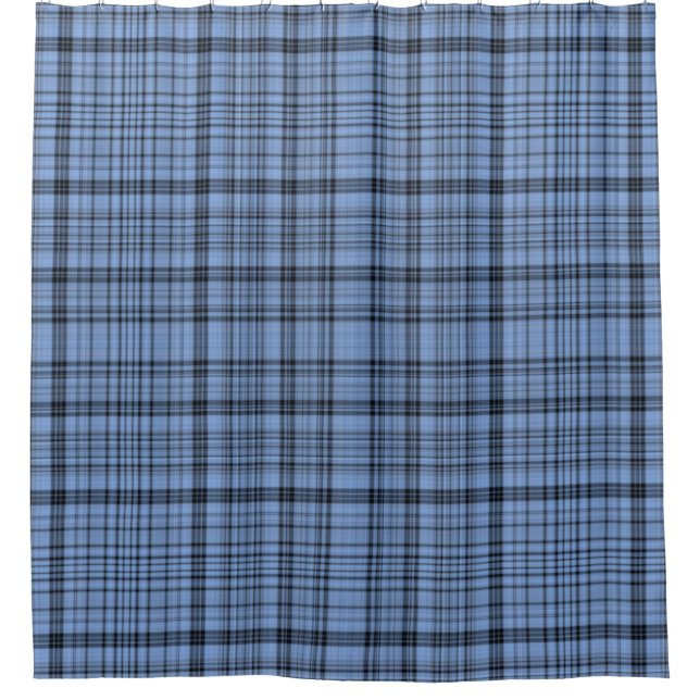 Cornflower Blue Plaid Shower Curtain (Front)