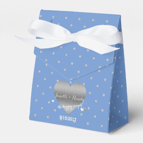 Cornflower Blue Polka Dots Party Favor Boxes