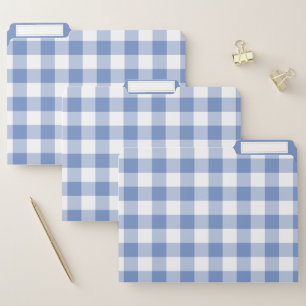 Cornflower Blue Rustic Gingham Check Farmhouse File Folder