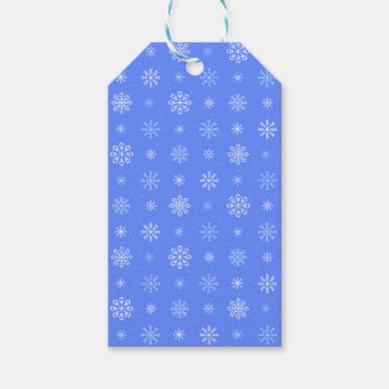 Cornflower Blue Santa Christmas Snowflakes Pattern Gift Tags by bestipadcasescovers at Zazzle