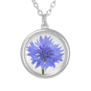 cornflower blue silver plated necklace