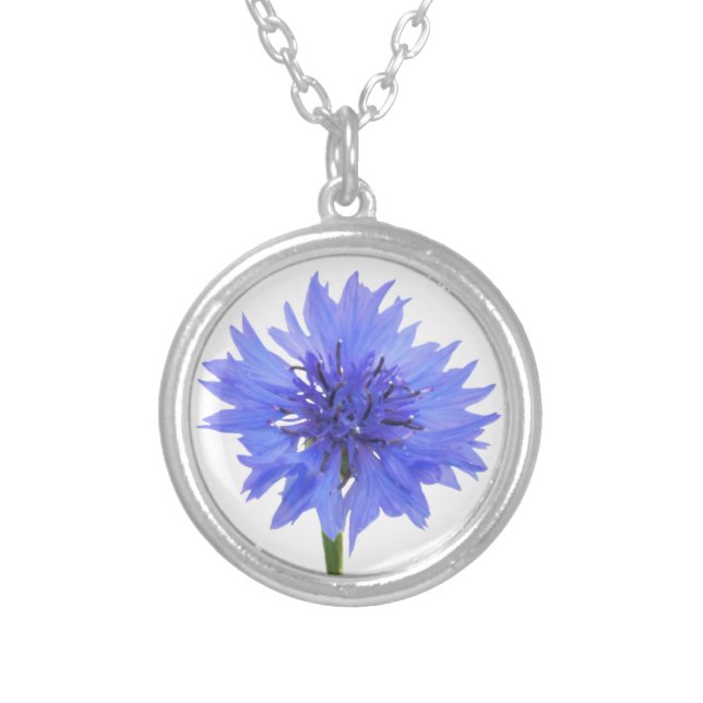 cornflower blue silver plated necklace (Front)