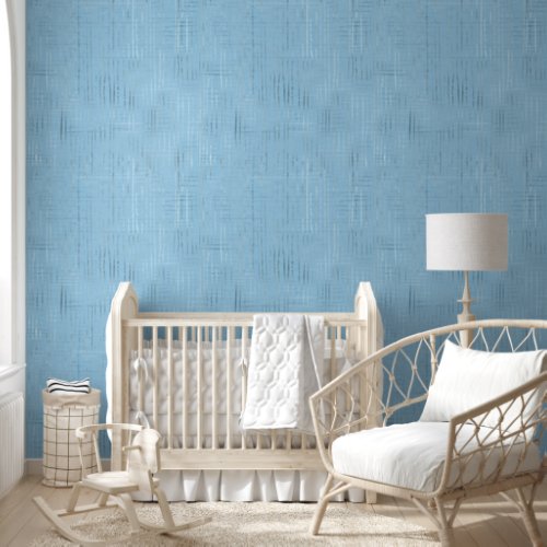 Cornflower Blue Silver Weave Pattern Wallpaper