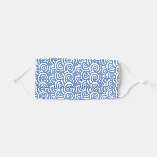 Cornflower Blue Swirls Adult Cloth Face Mask (Front, Folded)