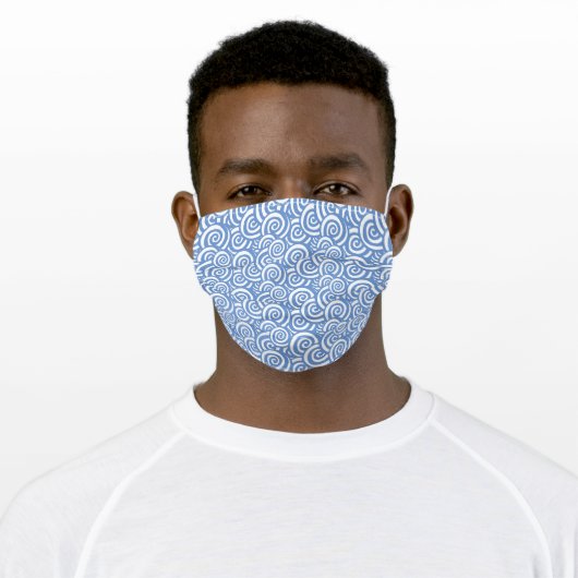 Cornflower Blue Swirls Adult Cloth Face Mask (Worn)