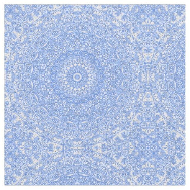 Cornflower Blue Symmetry Mandala Fabric (Close Up)
