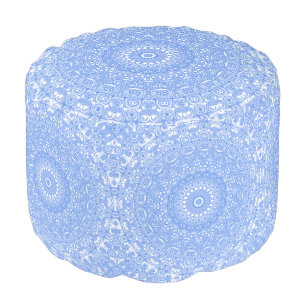 Cornflower Blue Symmetry Mandala Pouf