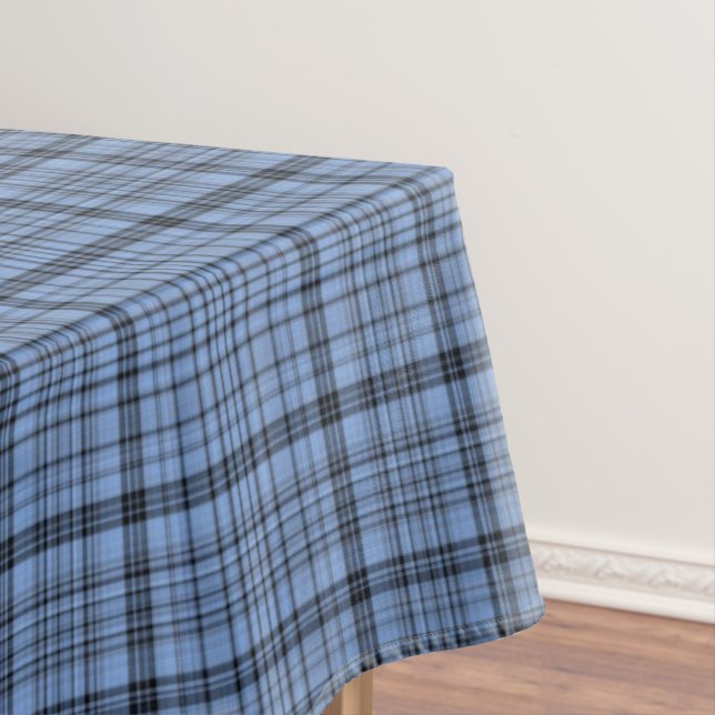 Cornflower Blue Tartan Tablecloth (In Situ)