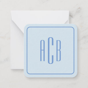 Cornflower Blue Three Letter Monogram Border Note Card