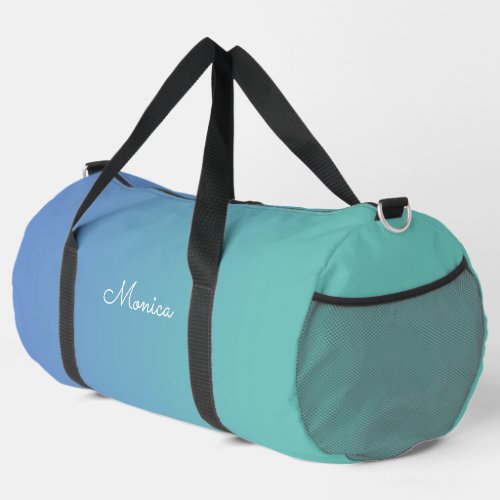 Cornflower Blue to Light Teal Ombre Duffle Bag