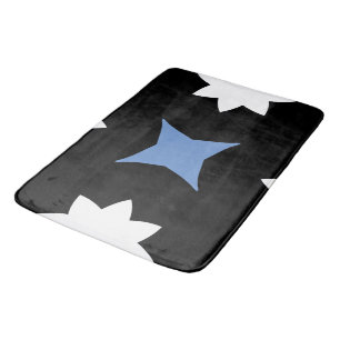 Cornflower Blue white Black Geometric Bath Mat