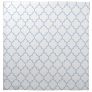 Cornflower Blue - White Quatrefoil Cloth Napkins
