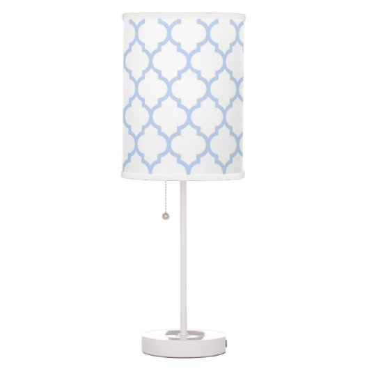 Cornflower Blue - White Quatrefoil Lamp Shade (Right)