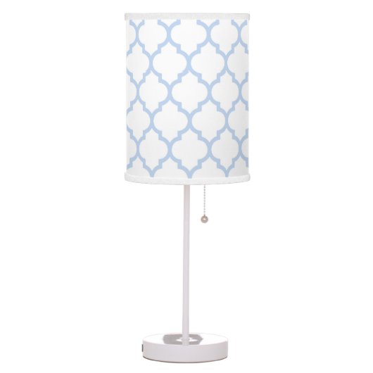 Cornflower Blue - White Quatrefoil Lamp Shade (Left)