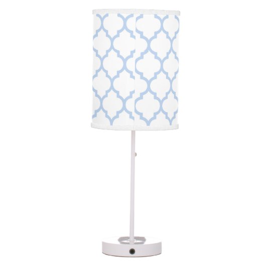 Cornflower Blue - White Quatrefoil Lamp Shade (Back)