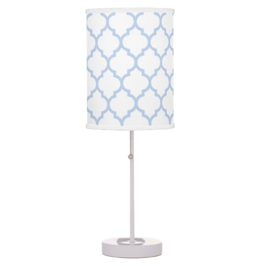 Cornflower Blue - White Quatrefoil Lamp Shade (Front)
