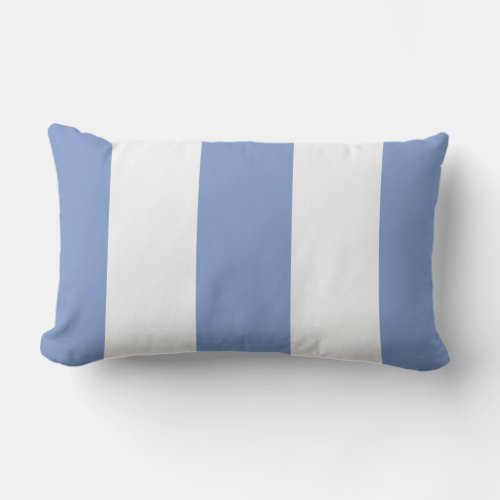 Cornflower Blue White Wide Cabana Stripes Lumbar Pillow
