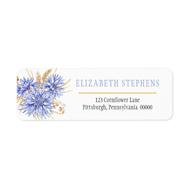 Cornflower Blue Wildflowers Floral Label (Front)