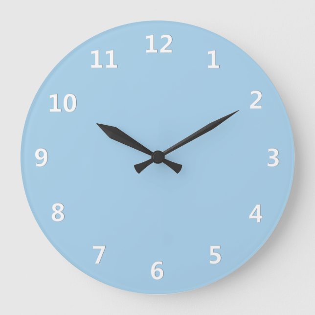 Cornflower Blue with White Numbers Wall Clock (Front)