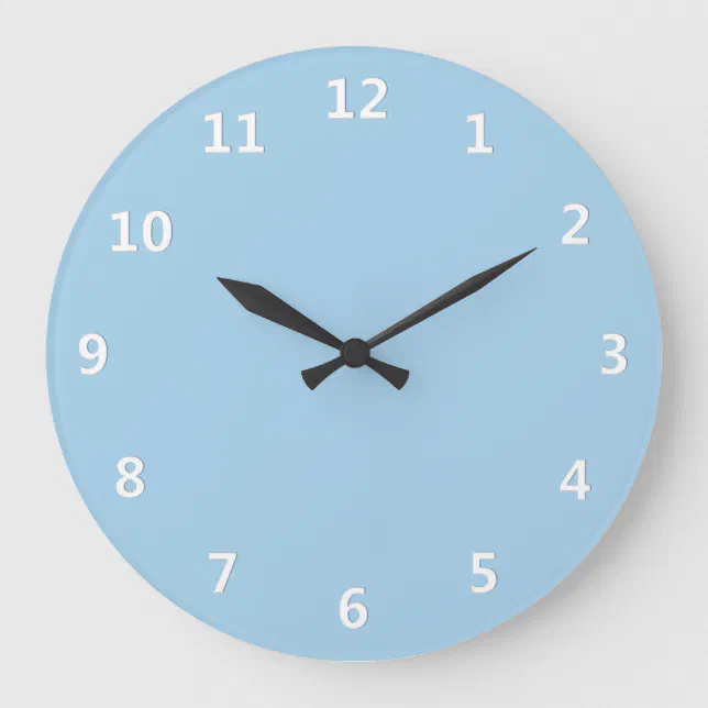 Cornflower Blue with White Numbers Wall Clock | Zazzle