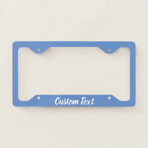 Cornflower Blue with White Script License Plate Frame