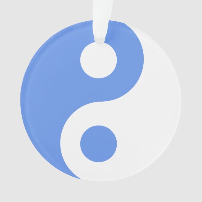 Cornflower Blue Yin Yang Symbol Ornament (Front)