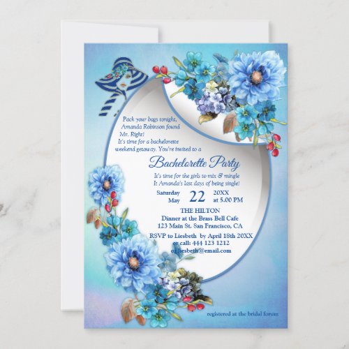 Cornflower Blues in Watercolor Bachelorette Invitation