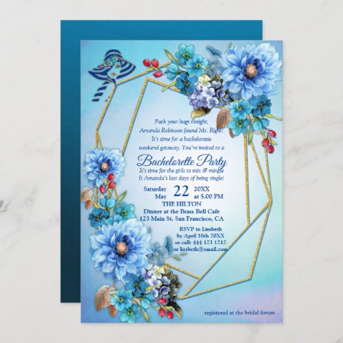 Cornflower Blues in Watercolor Bachelorette Invitation