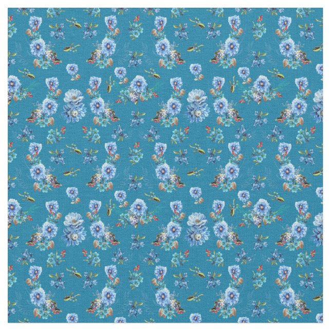 Cornflower Blues in Watercolor Fabric (Close Up)