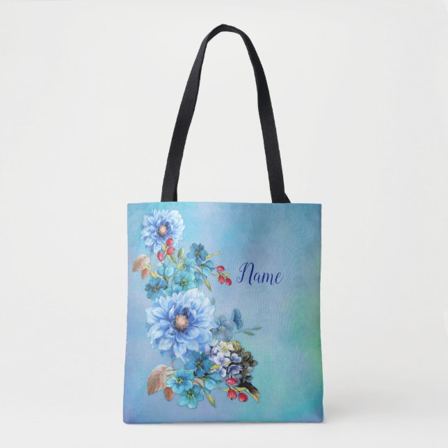 Cornflower Blues in Watercolor Tote Bag (Front)