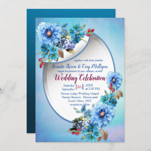Cornflower Blues in Watercolor Wedding Invitation