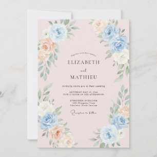 Cornflower Blush Peony Wedding Invitation