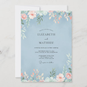 Cornflower Blush Petal Wedding Invitation