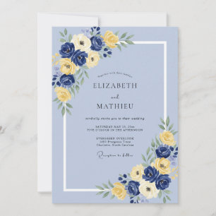 Cornflower Buttercream Eucalyptus Wedding Invitation