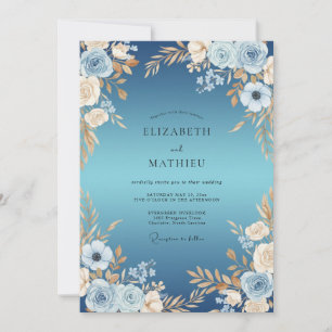 Cornflower Champagne Anemone Wedding Invitation