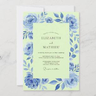 Cornflower Chartreuse Petal Wedding Invitation