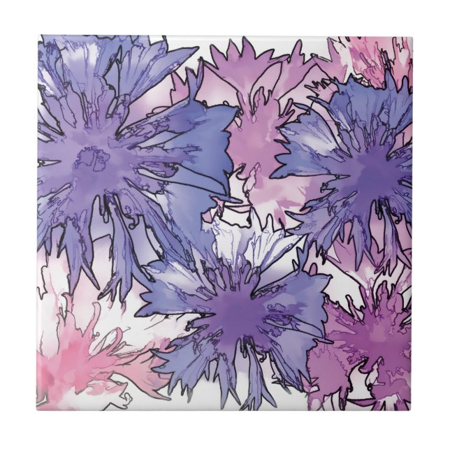 Cornflower Collage Ceramic Tile (Front)
