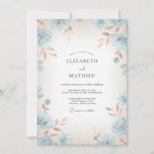 Cornflower Copper Petal Wedding Invitation