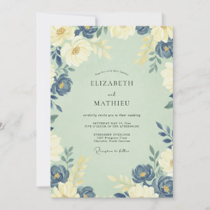Cornflower Cream Painted Wedding Invitation